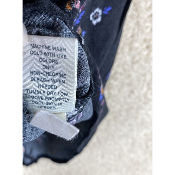 Mudd Womens Sz XL Black Floral Tie Front Cold Shoulder Short Sleeve V-Neck Top - Picture 8 of 9